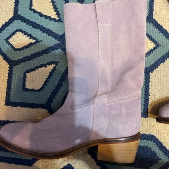 Vintage late 1990's / Y2K lavender / lilac suede western boots - Size 6 - Picture 12 of 16